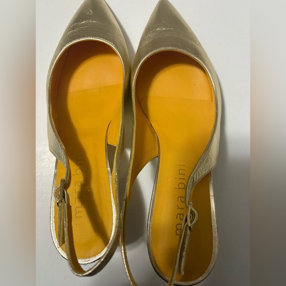 Mara Bini Italian Made Gold Leather Kitten Heel Slingbacks. 2in Heel. EU 38. - Picture 14 of 16